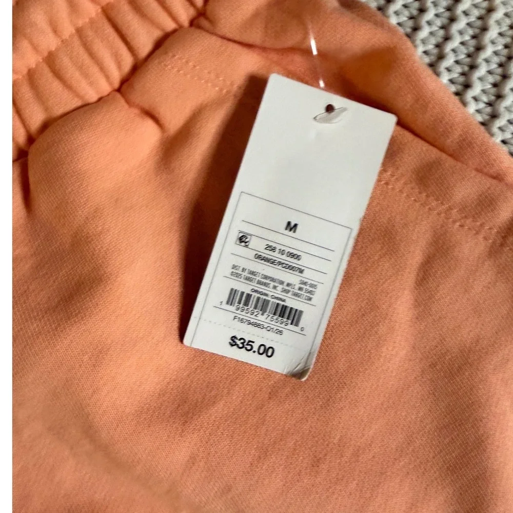 Parke x Target Women Orange Drawstring Sweat Shorts Raw Hem Size M
